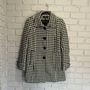 NWOT Collection B Black and White Pea Coat Timeless Checkered Design size L